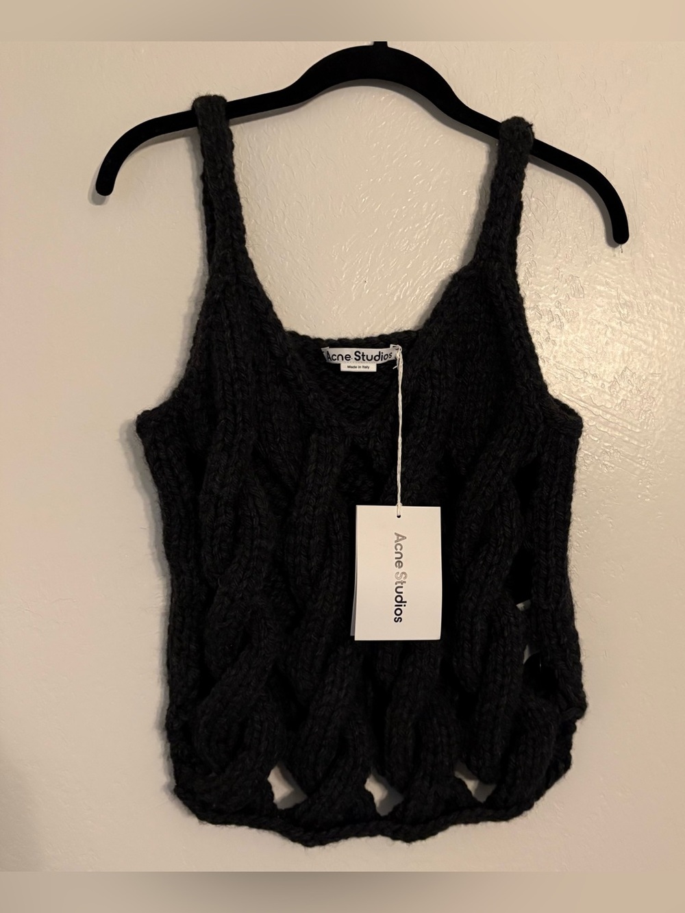 Acne studios charcoal openwork cable knit tank NWT